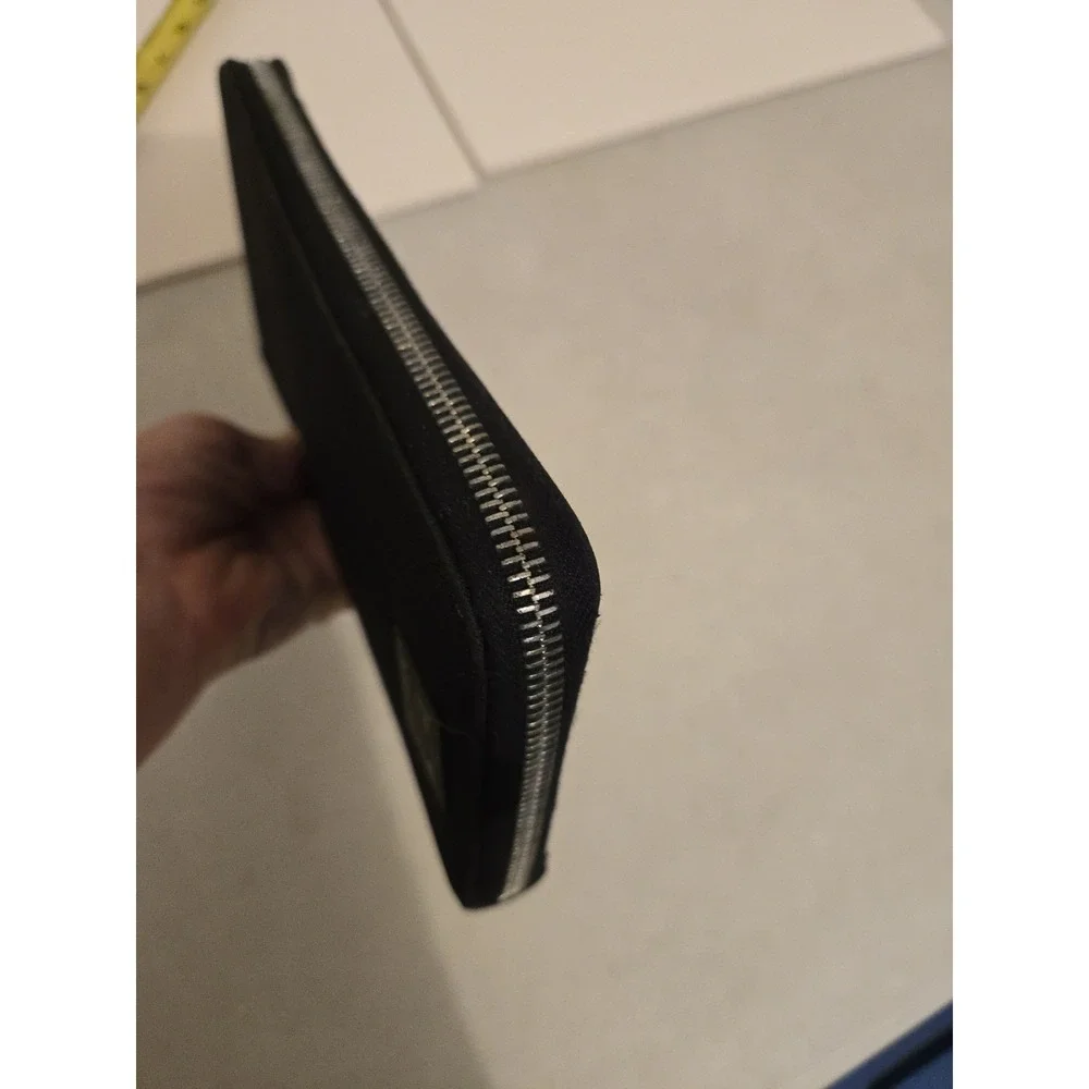 COACH Black Slim Business Card Holder Full Zip Organizer leather interior. In...